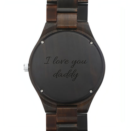 Men’s Engraved Wooden Photo Watch – 45mm with Wooden Strap