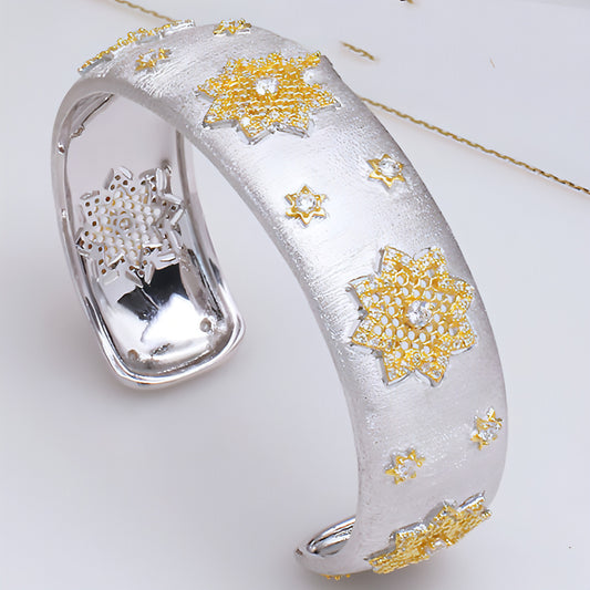 925 Silver Gold Plated Divided Snowflake Bracelet