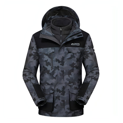 Winter Men Ski Jacket Waterproof Windproof Breathable Warm Softshell Long Sleeved Coat