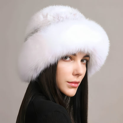 Gorro de pelo de visón para mujer, piel trenzada, invierno