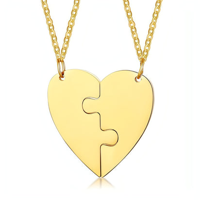 Titanium Steel Heart-Shaped Friendship Pendant – Two-Piece Jewelry