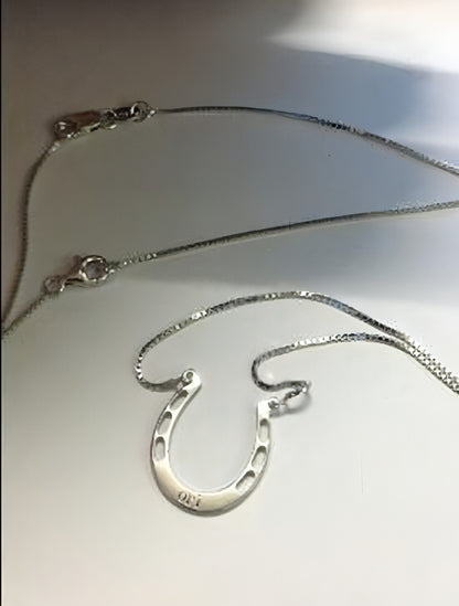 Custom Engraved Sterling Silver Horseshoe Letter Necklace – A Symbol of Luck & Love!