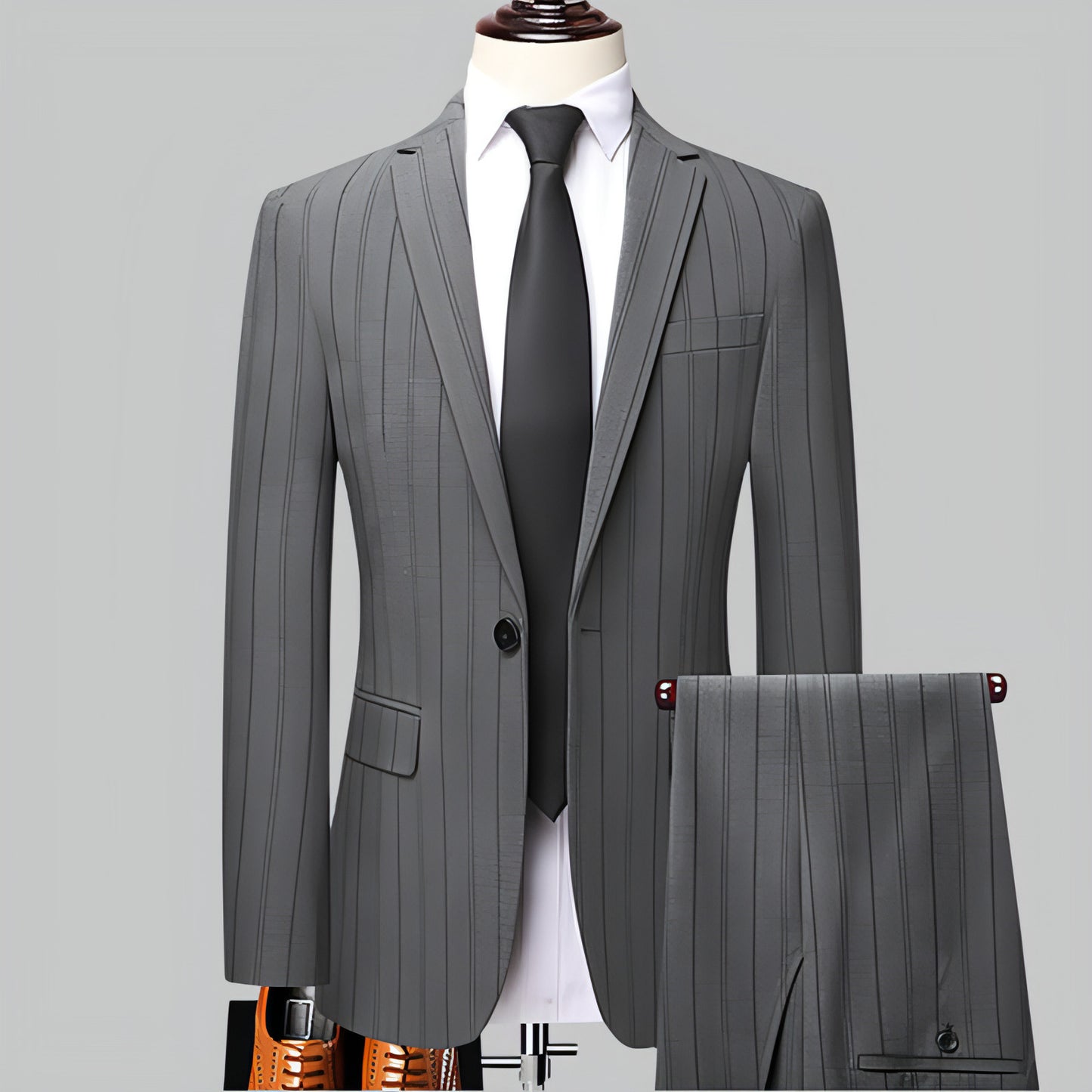 Frühlings- und Herbstanzuganzug Set Business Business Wear Korean Slim Striped Zweiköpfige Hochzeitsbrautjungfernanzug