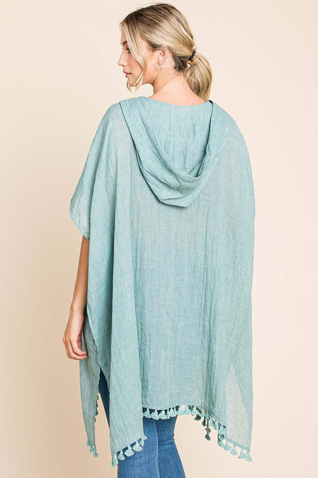 Cotton Bleu av Nu Label Tassel Hem Hooded Cover Up