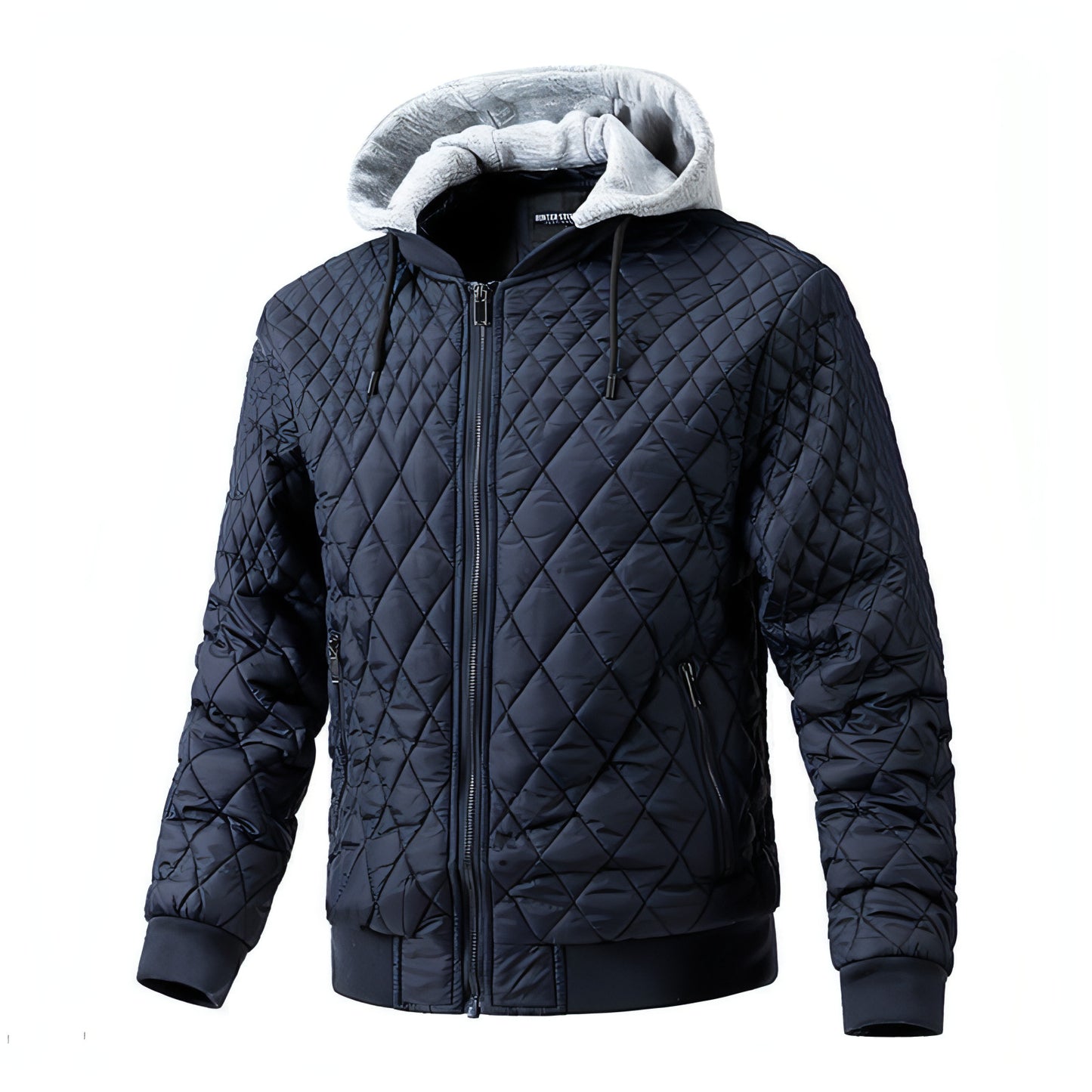 Men's Casual Jacket Quilted Cotton Removable Hood Jacket