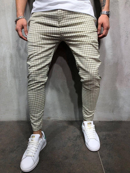 Men's Slim-fitting Cool Casual Sports Striped Side Ribbon Trousers (Jeans & Pants)