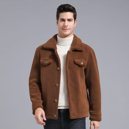 Grain Fleece Men Jacket Autumn And Winter New Style