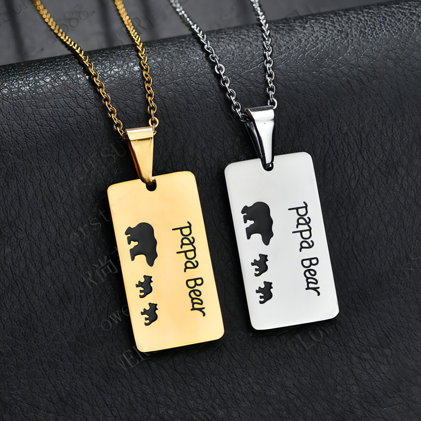 Bear Pendant Stainless Steel Oil Drop Necklace Daddy Necklace