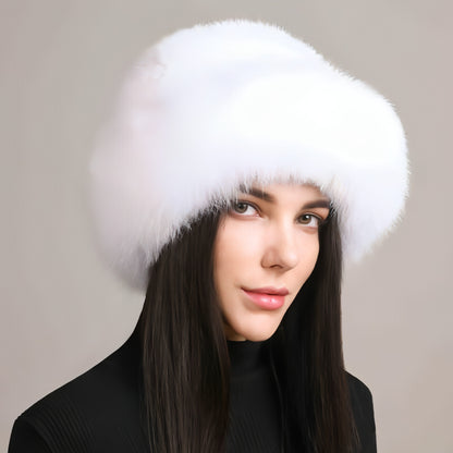 Gorro de pelo de visón para mujer, piel trenzada, invierno