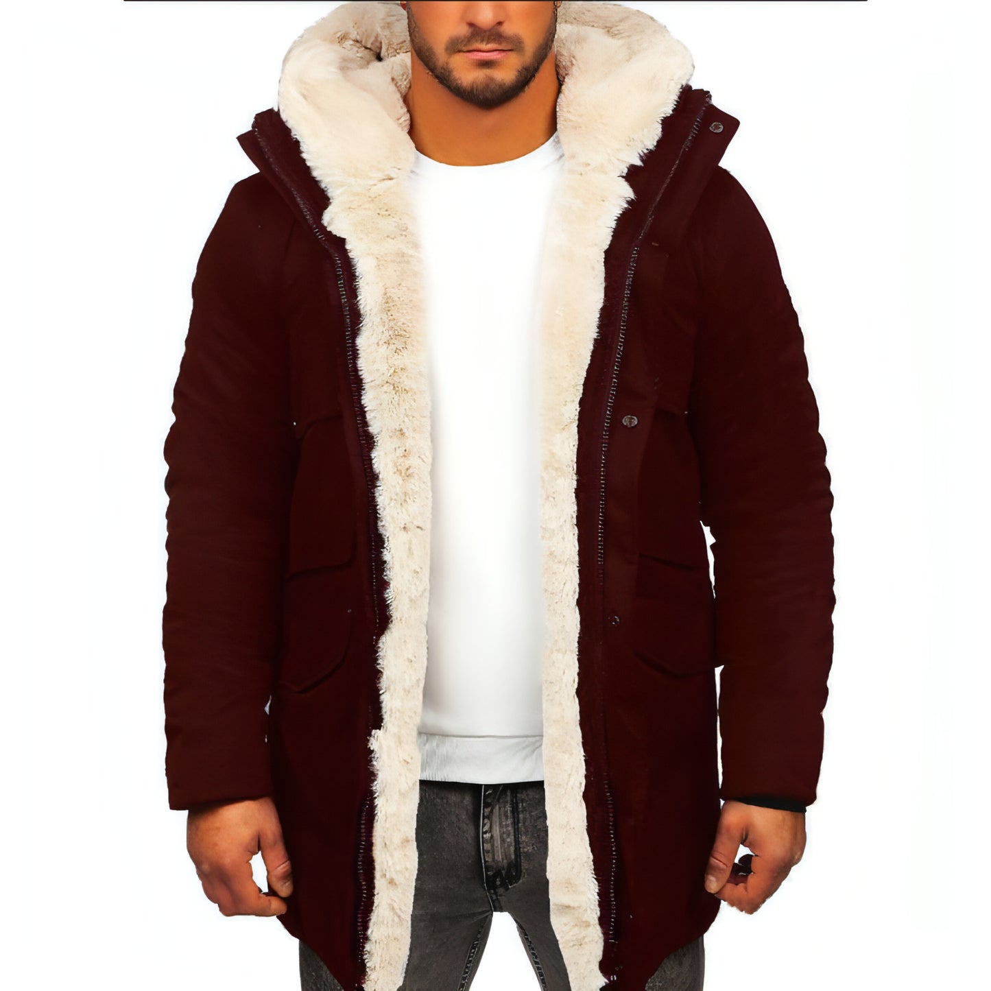 Fur Integrated Hooded Jacket Men