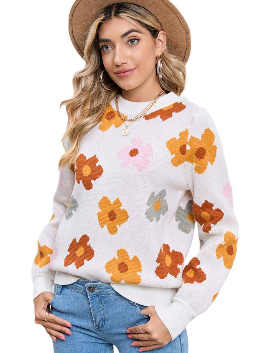 Knitted Thread Sweater Women's Flower