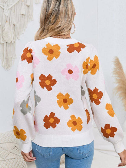 Knitted Thread Sweater Women's Flower