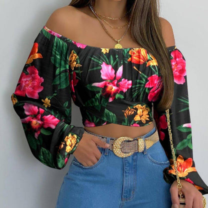 Women's New Off-shoulder Printed Top T-Shirt