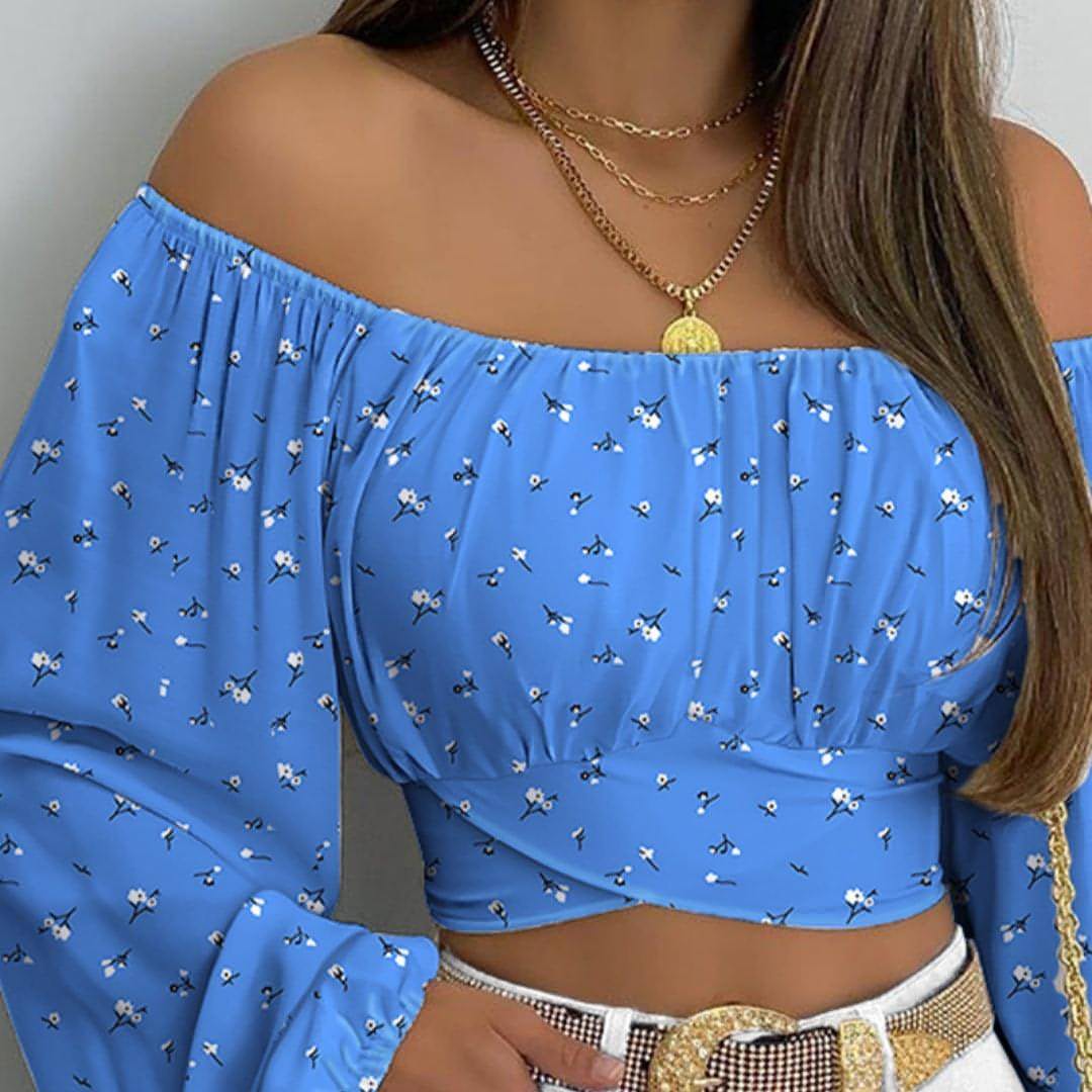 Women's New Off-shoulder Printed Top T-Shirt