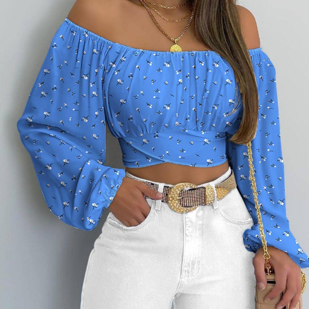 Women's New Off-shoulder Printed Top T-Shirt