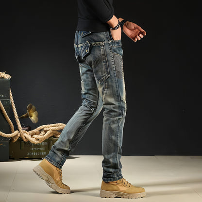 Men's Fashion Japanese Style Retro Nostalgic Motorcycle Jeans Men