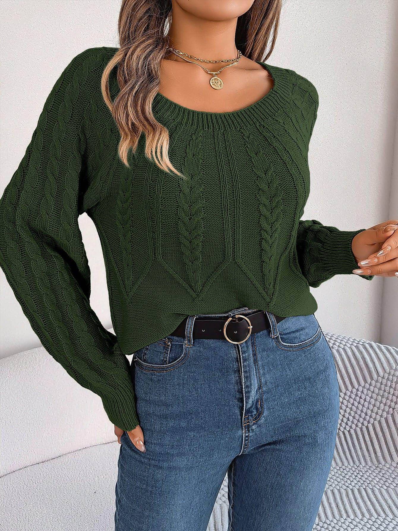 Freizeit Einfarbig Twist Langarm Pullover Pullover Frauen