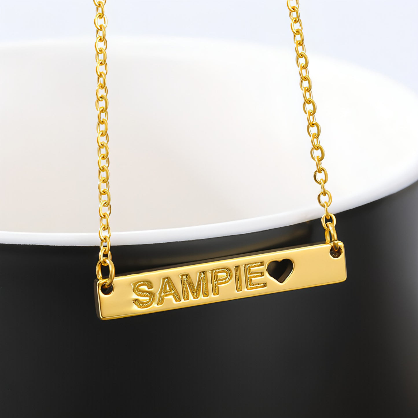 Love Hollow Square Brand Name Custom Necklace