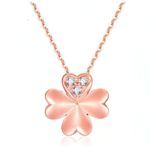 Rose Gold Clover Diamond Pendant Halsband