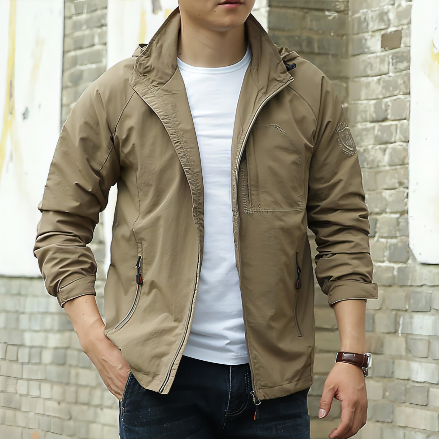 Men's Fashion Solid Color Single Outdoor Jacket