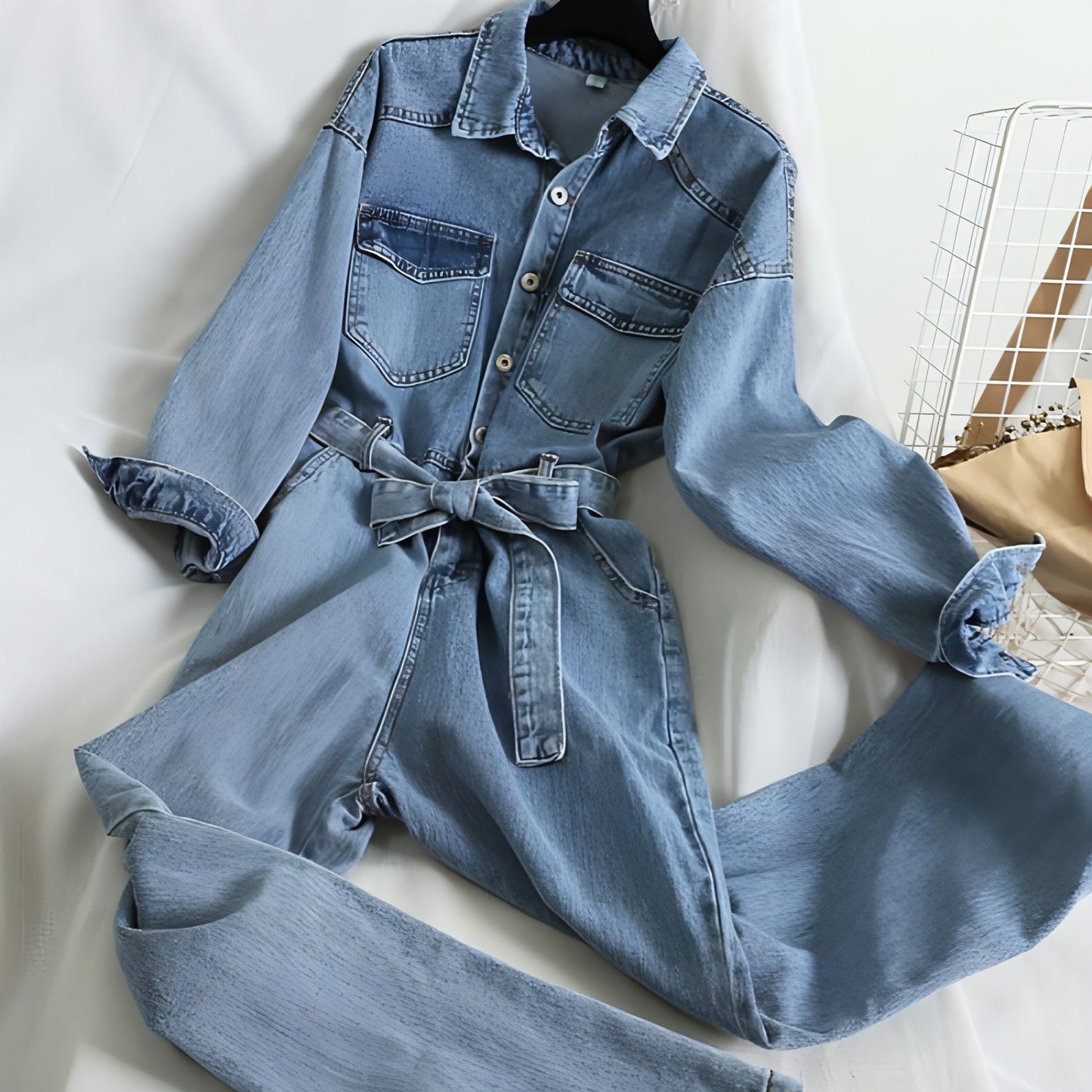 Workwear denim jumpsuit