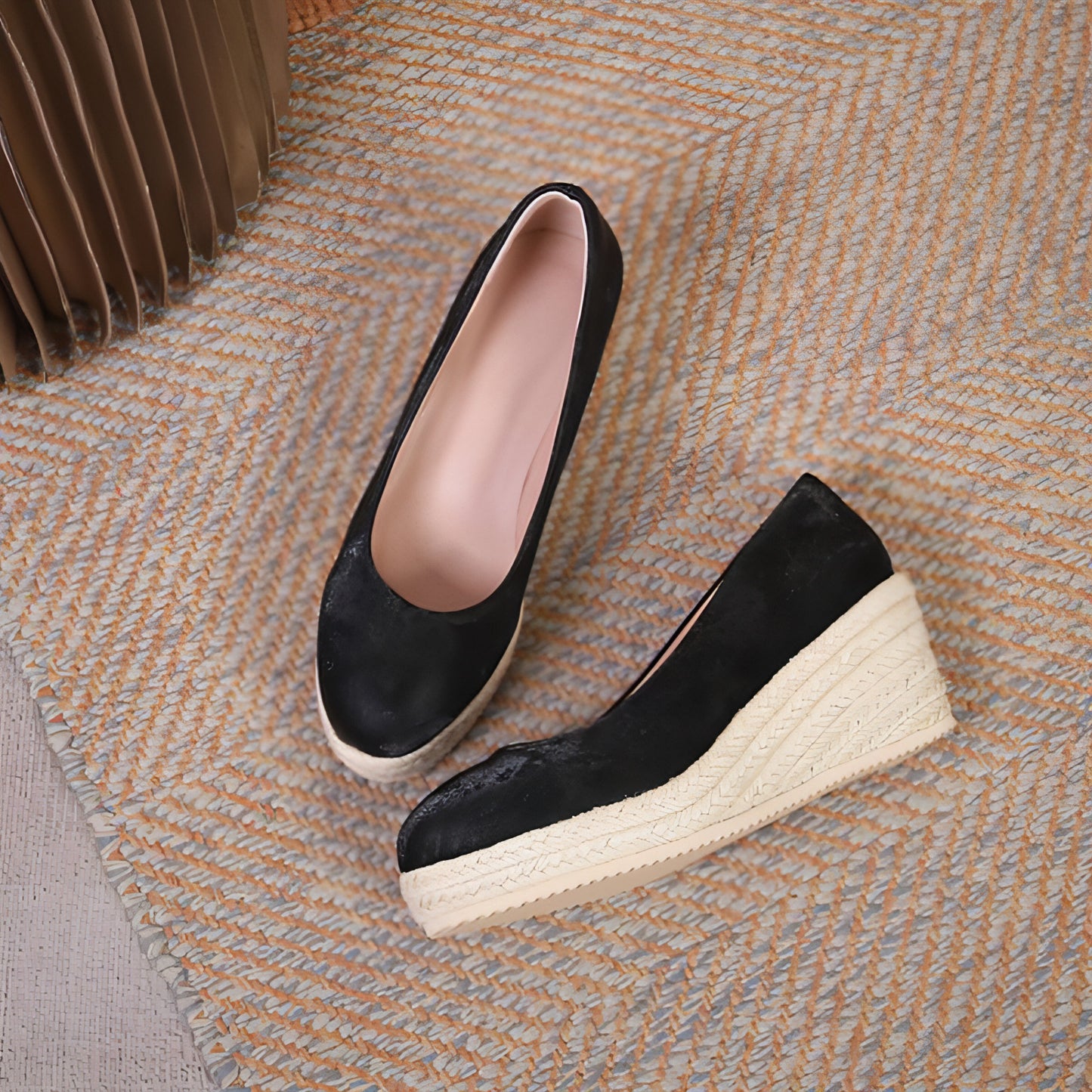 Women's Wedge Heel Thick Sole Round Toe Shallow Mouth Single Shoe