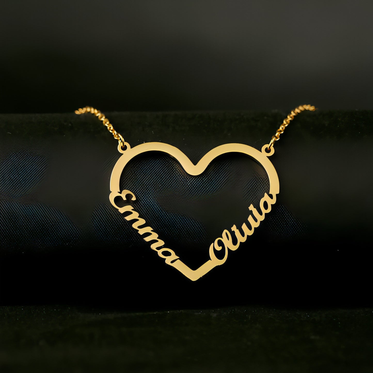 Custom Name Heart Necklace – Personalized Stainless Steel Gold Choker