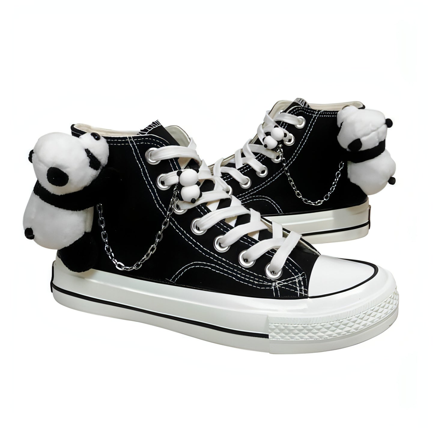 Z. Novos sapatos de tela de panda fofos High Top Casual