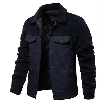 Men's New Jacket Fashion Casual Patchwork Lamb Wool Coat