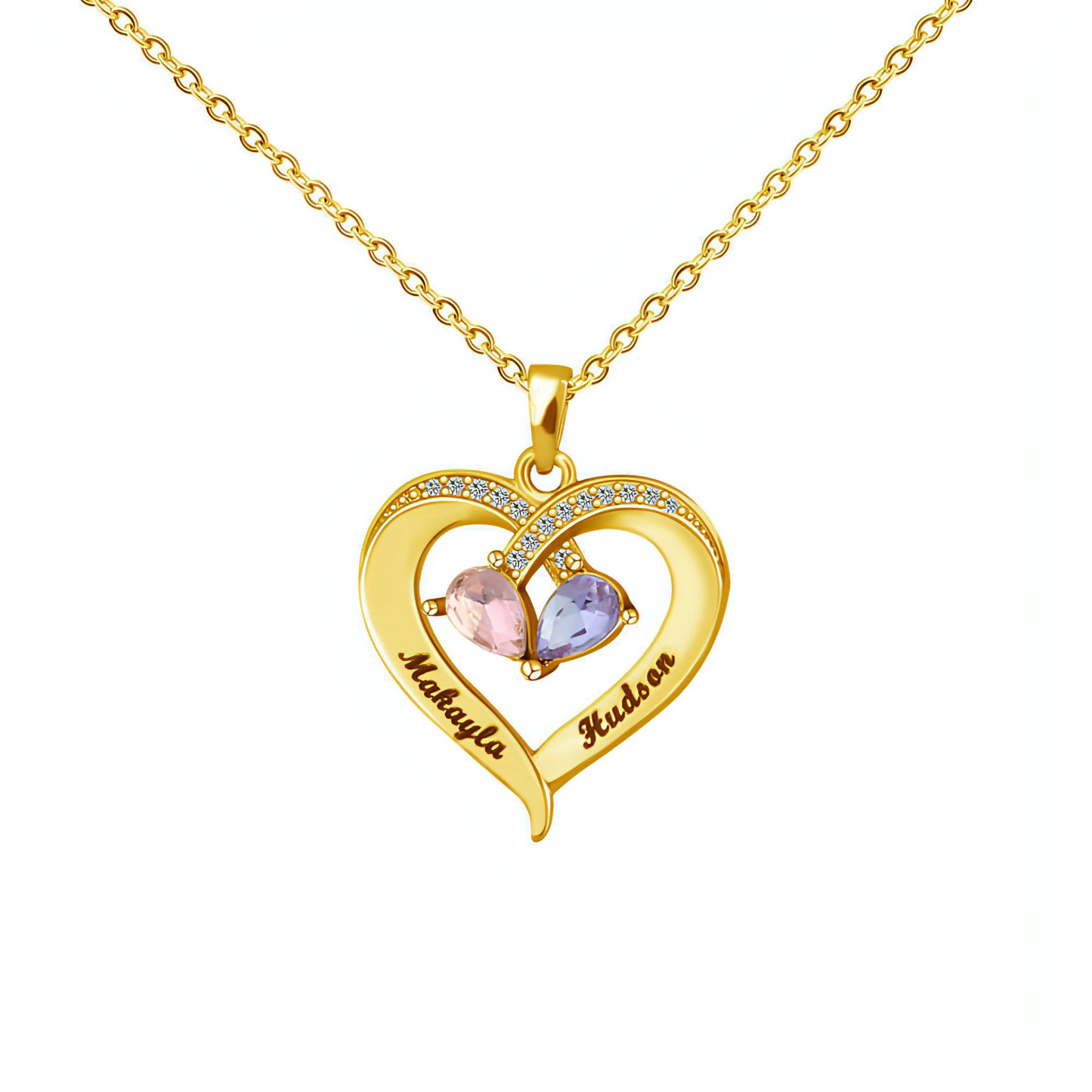 Elegant Copper Creative Personality Diamond-embedded Peach Heart Necklace