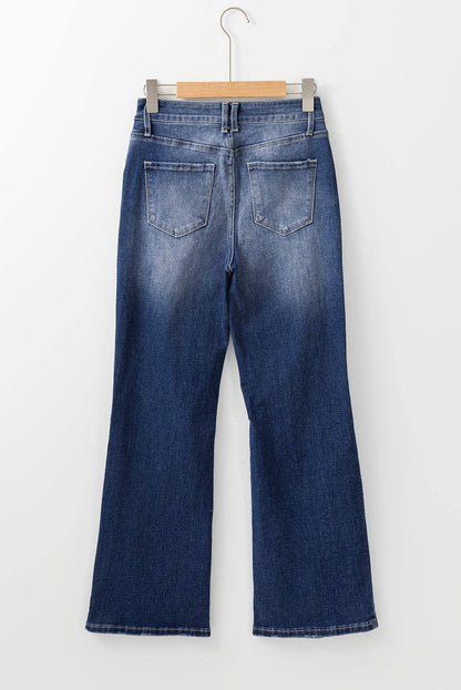 Schemering Blue Mineral Wash High Rise gescheurde jeans