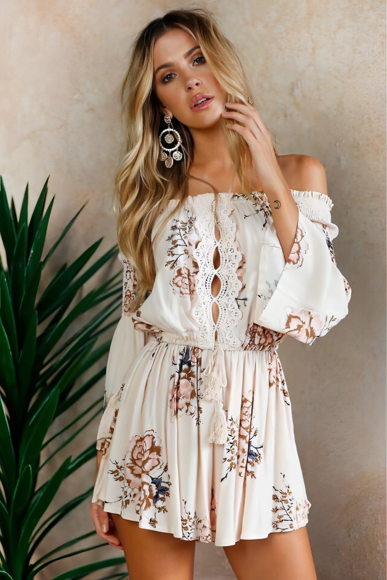 Strapless off-the-shoulder jumpsuit