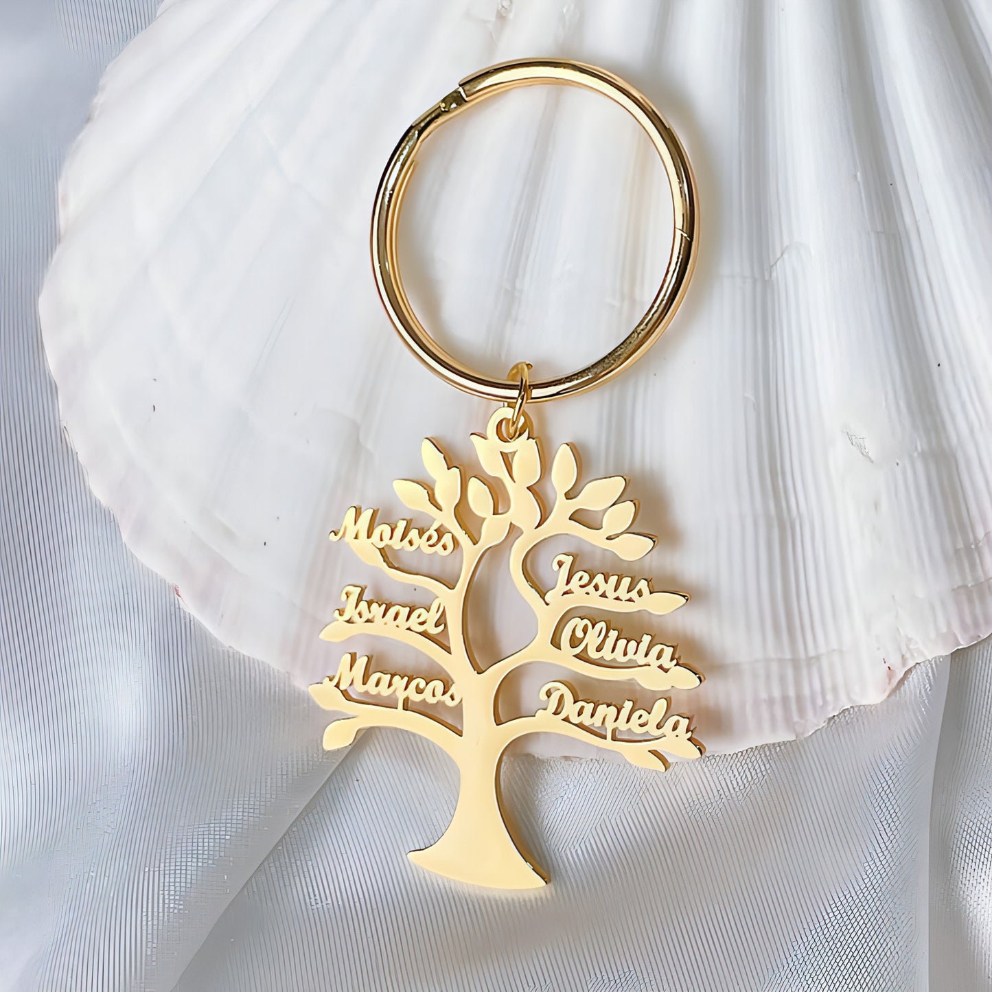 Personalized Tree of Life Keychain – Custom Stainless Steel Name Keyring