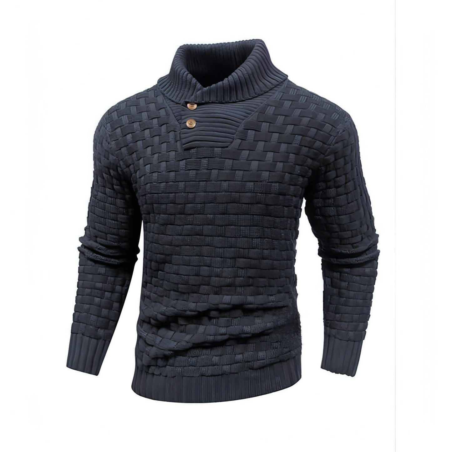 Chic Buttoned Slim Turtleneck Sweater for Men