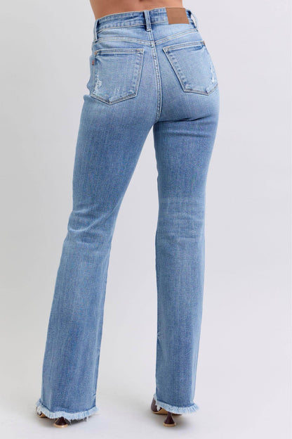 Judy Blue Tam Beden Ham Etek Yüksek Bel Bootcut Jeans