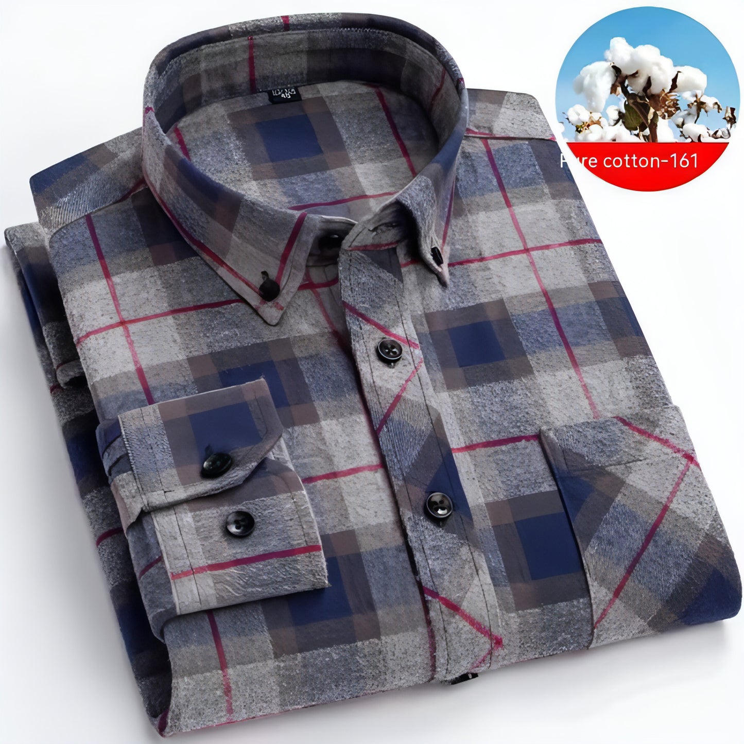 Camisa de vestir de cuadros escoceses de algodón cepillado para hombre