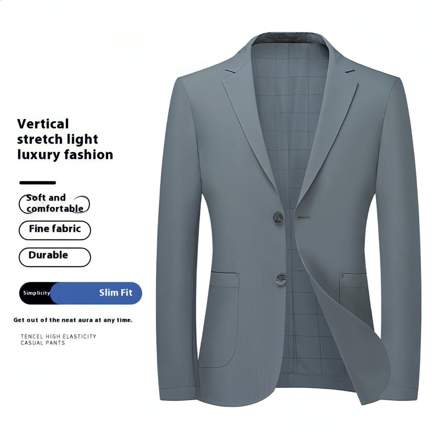 Men's Summer Thin Suit Men's Casual Fashion Business Light Ice Silk Suit