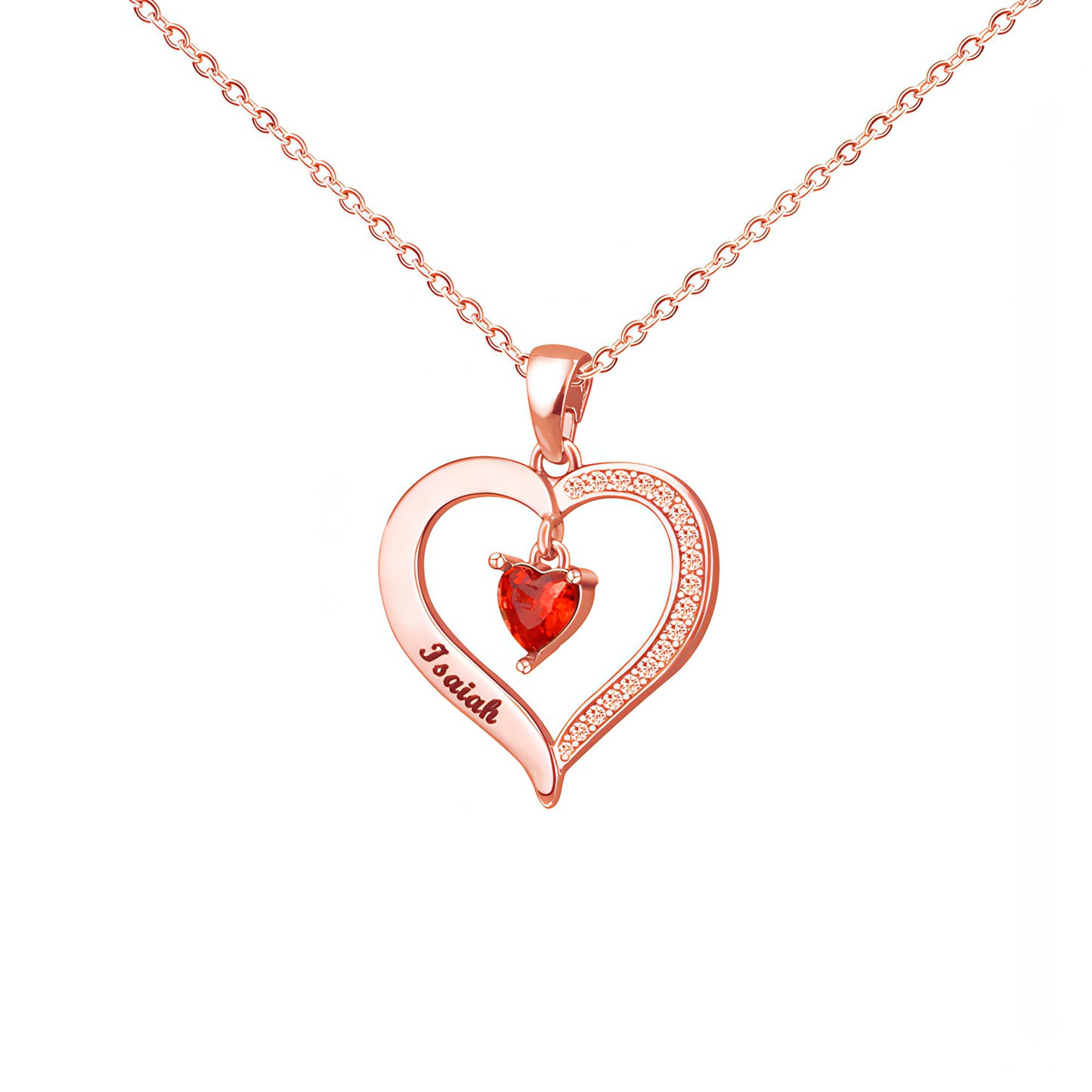 Elegant Copper Creative Personality Diamond-embedded Peach Heart Necklace