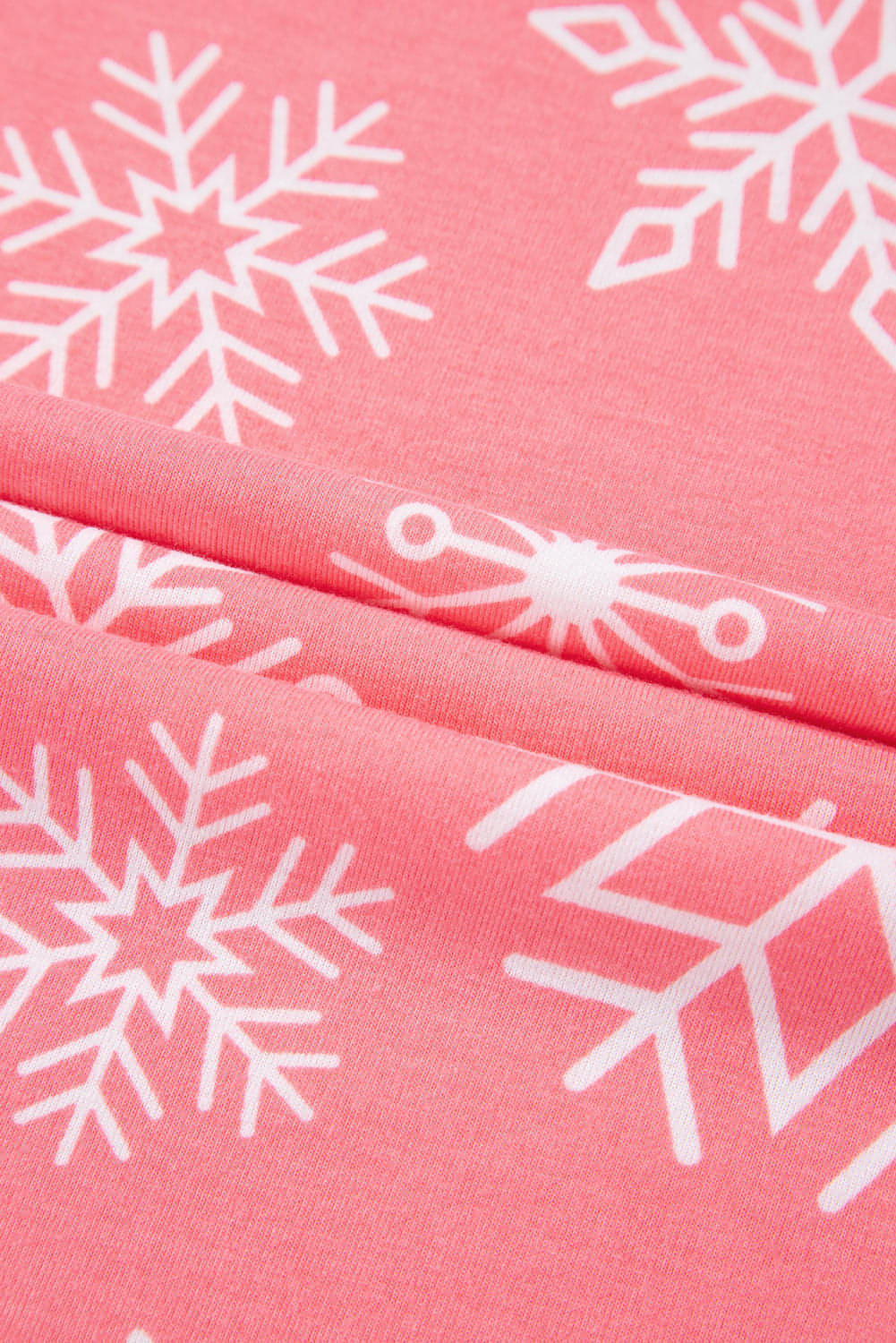 Pink Christmas Snowflake Print Two-Piece Loungewear