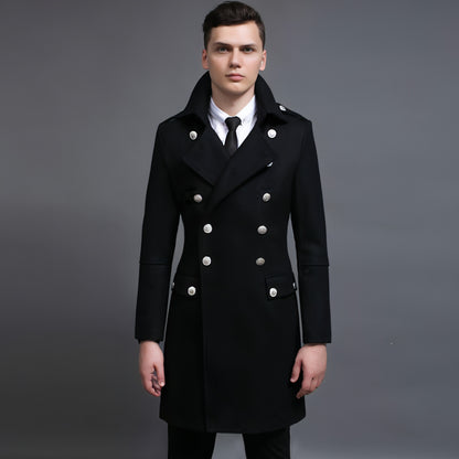 Double-row Retro Woolen Coat Man