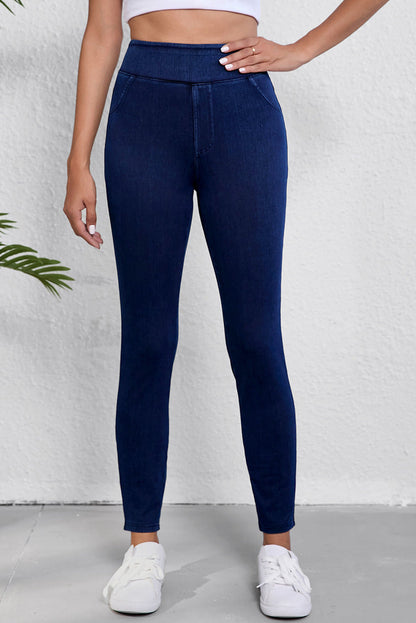 Ashleigh Blue Ensfarge Høy midje Stretchy Slim Fit Jeggings