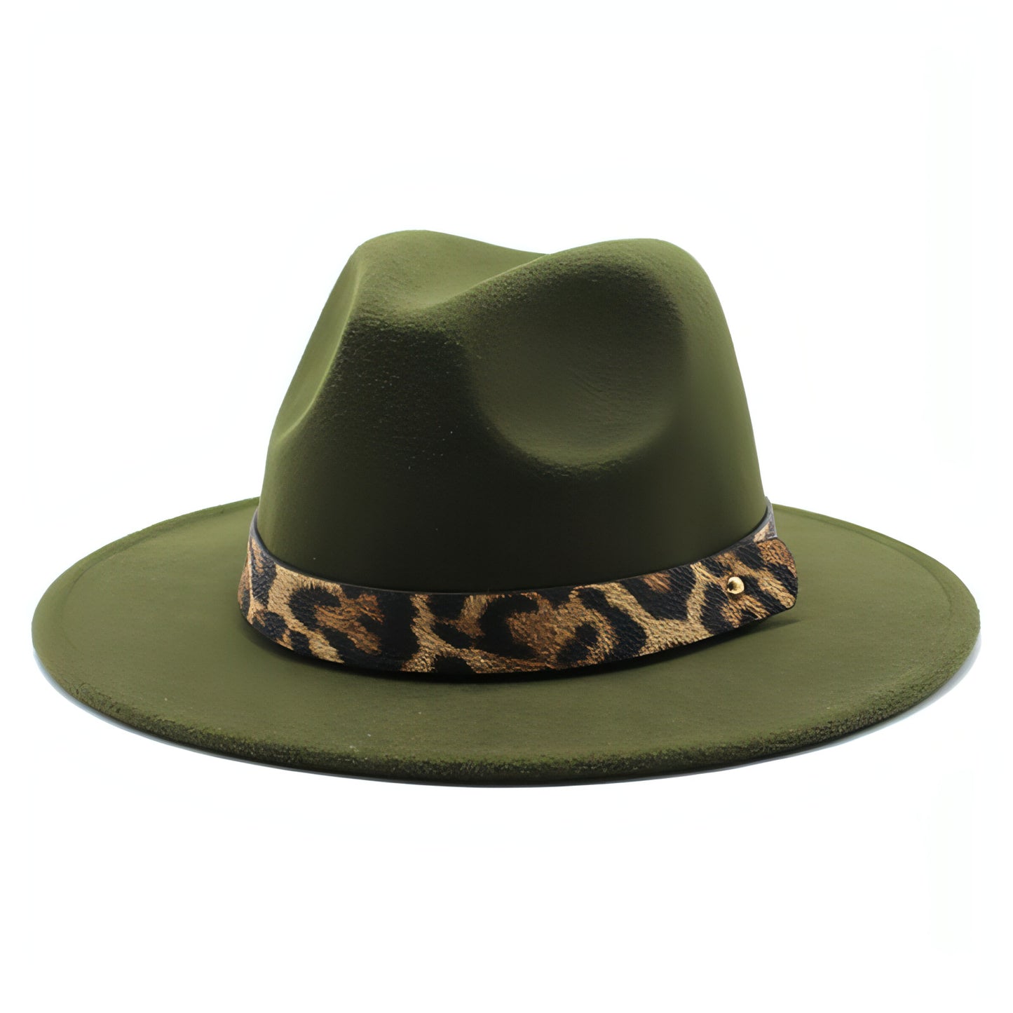 Men's Fashion Leopard Print Woolen Big Brim Top Hat