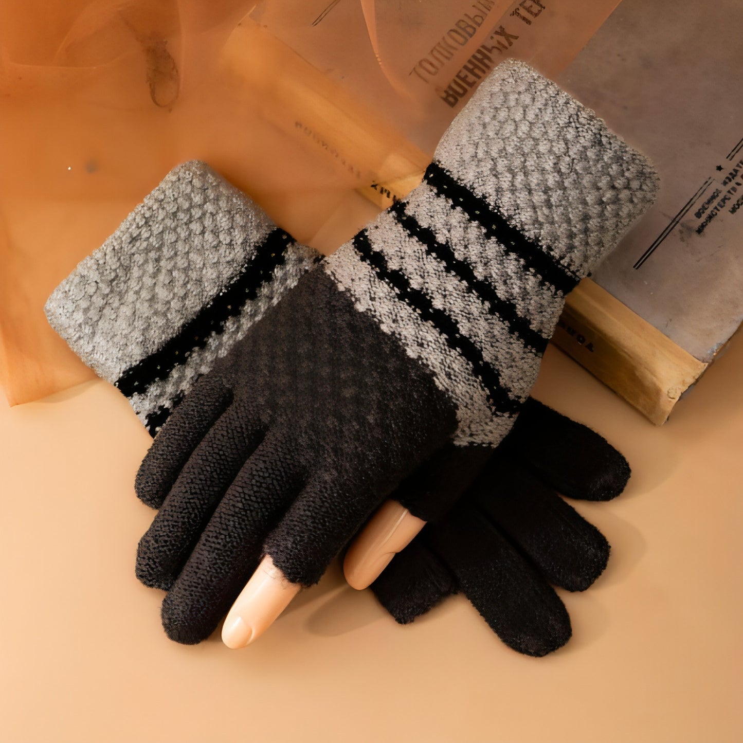 Guantes de lana con forro polar resistentes al frío