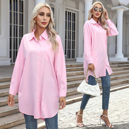 Camisa de vestir elegante tipo blusa de manga larga para mujer