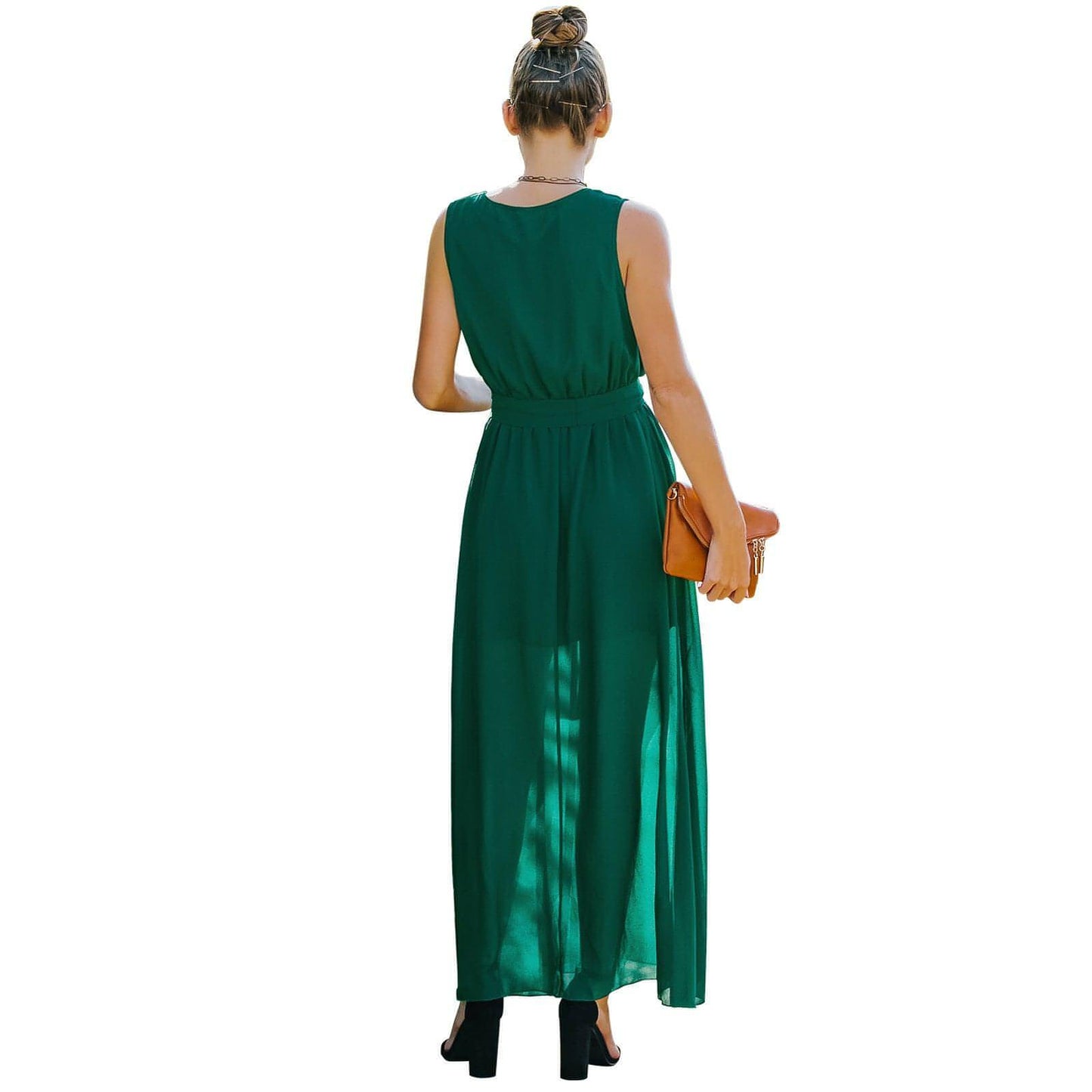 European And American V Neck Dress Women's Long Skirt