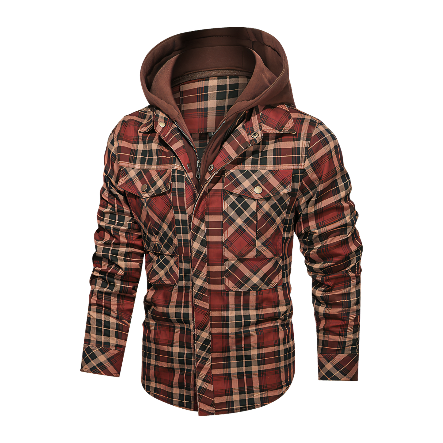 Men Long-sleeved Plaid Jacket