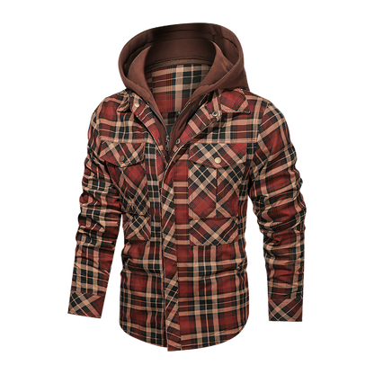 Men Long-sleeved Plaid Jacket