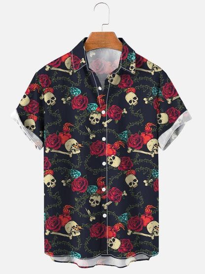 Skull & Roses Printed Men's DressShirt