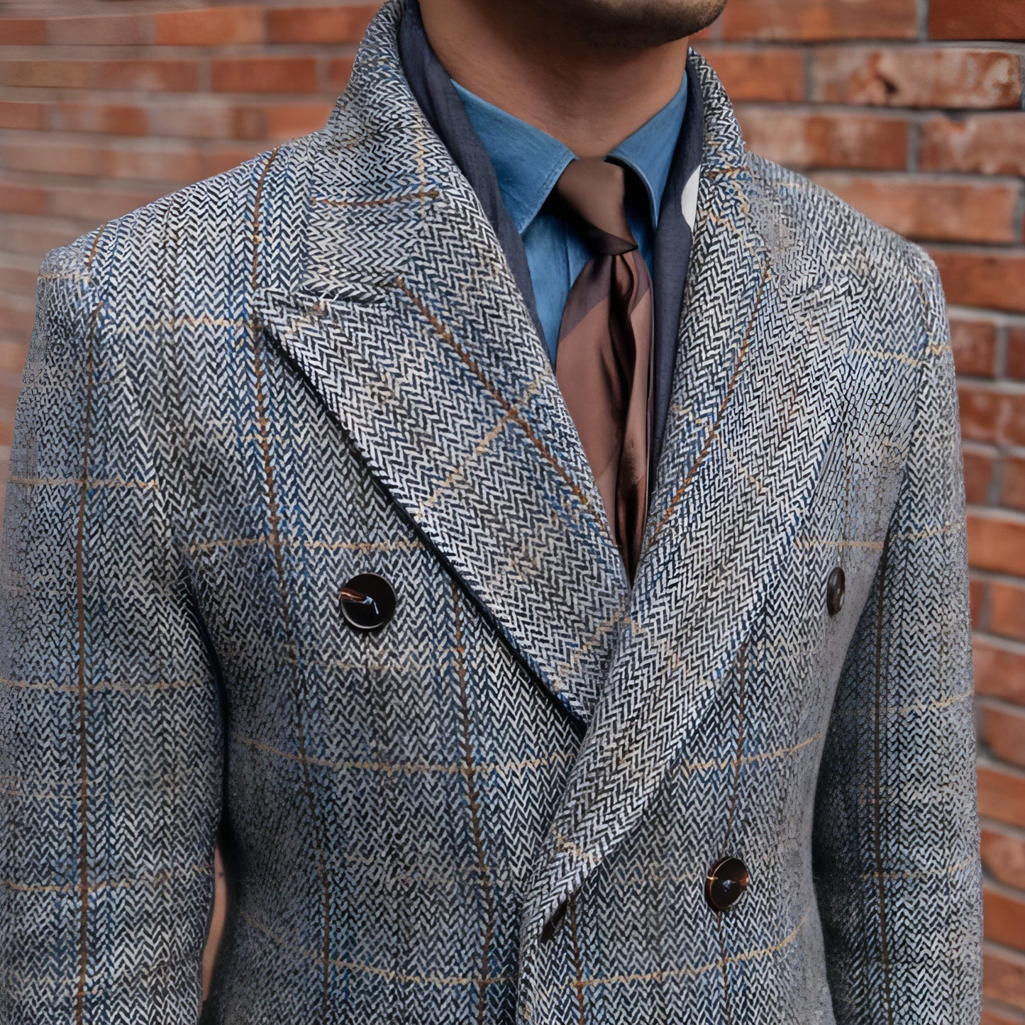 Retro High-quality Wool Plaid Polo Coat