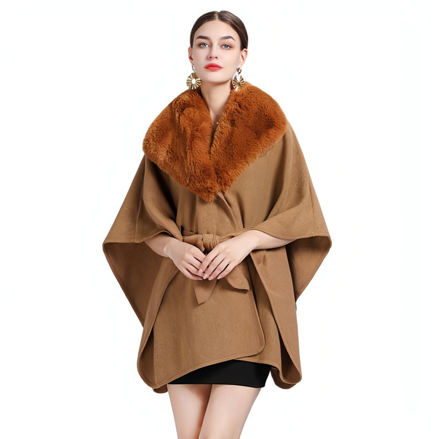 Collar Knit Shawl Cape Women Jacket